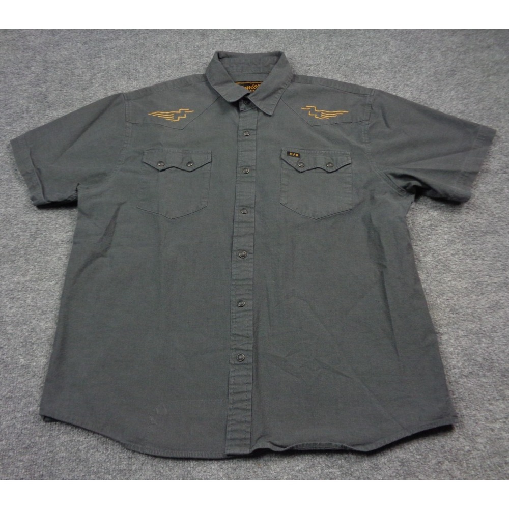 Howler Bros Shirt Men's M Gray Pictographs Crosscut Deluxe Snap Gaucho Western